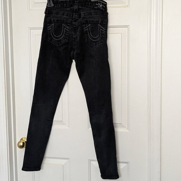 True Religion Women's Black Hallie  Mid Rise Super Skinny Jean Size 30 - Picture 2 of 14
